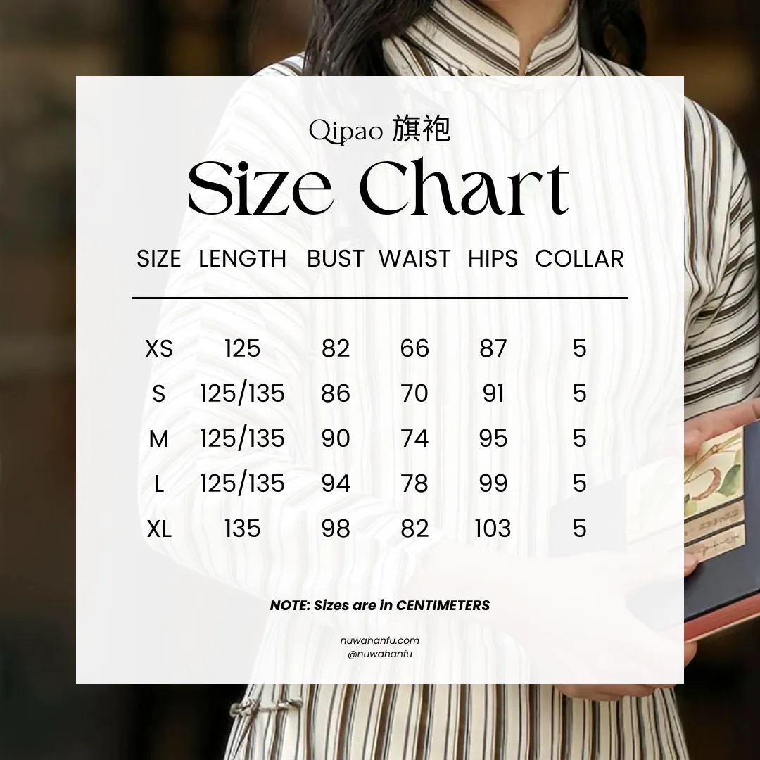 Zhi Xueyi 知雪意 One with Winter 1930s Corduroy Striped Long Sleeve Qipao