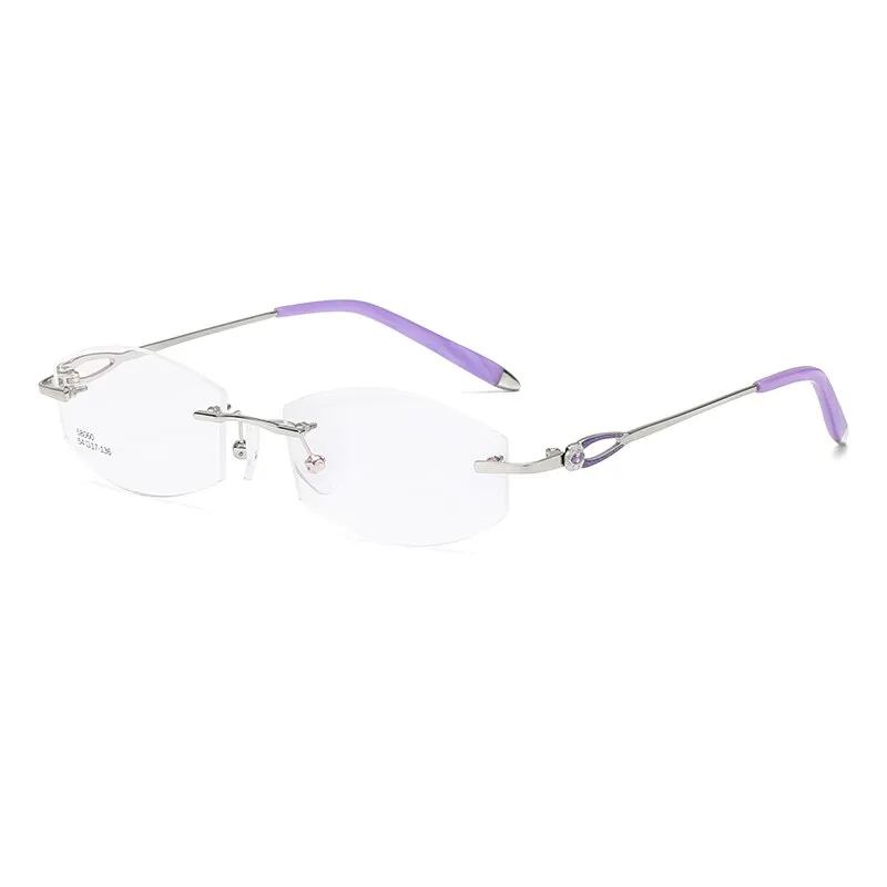 Zirosat 58060 Women's Rimless Eyeglasses Alloy Diamond Cut Tinted Lenses