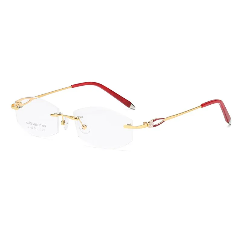 Zirosat 58060 Women's Rimless Eyeglasses Alloy Diamond Cut Tinted Lenses