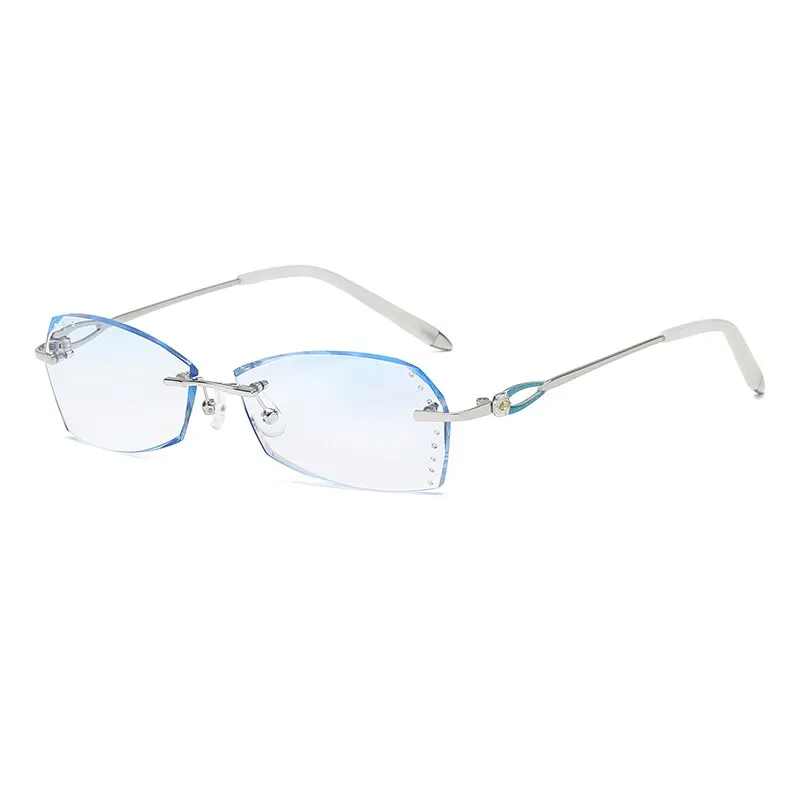 Zirosat 58060 Women's Rimless Eyeglasses Alloy Diamond Cut Tinted Lenses