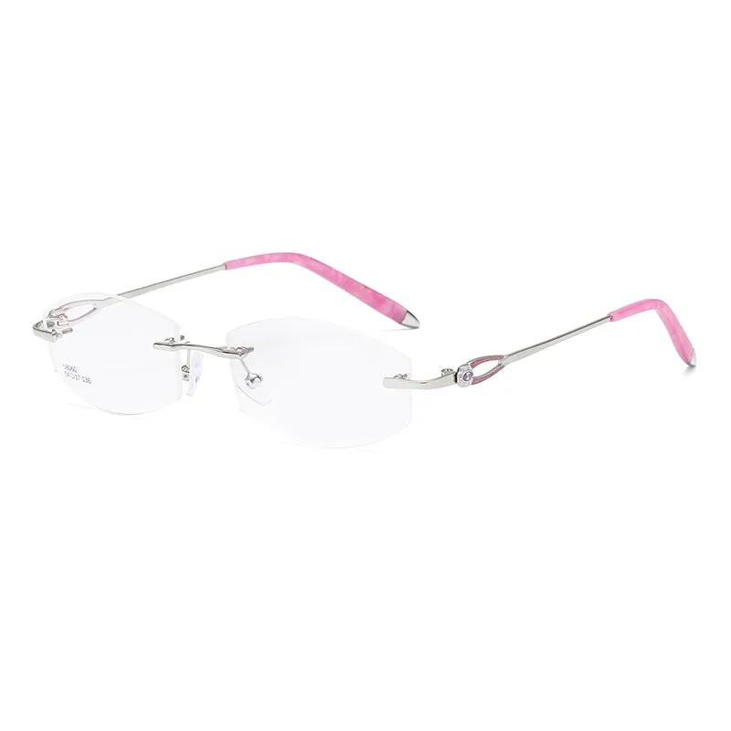 Zirosat 58060 Women's Rimless Eyeglasses Alloy Diamond Cut Tinted Lenses