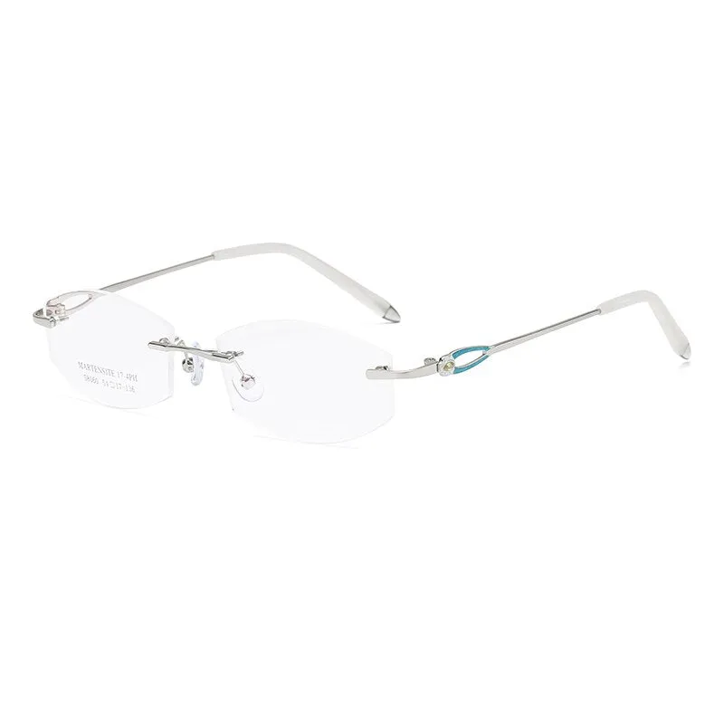 Zirosat 58060 Women's Rimless Eyeglasses Alloy Diamond Cut Tinted Lenses