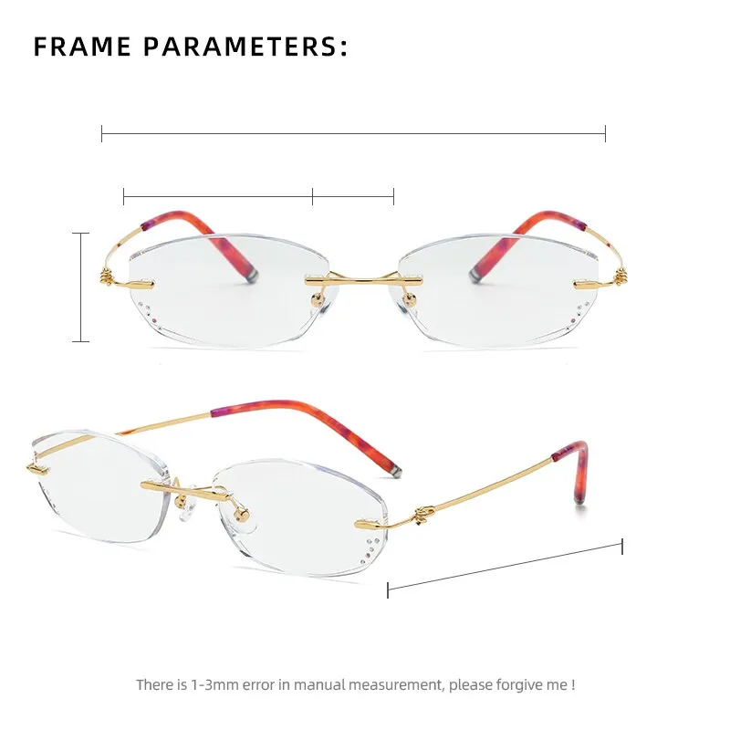 Zirosat Square 8587 Women's Rimless Titanium Reading Glasses