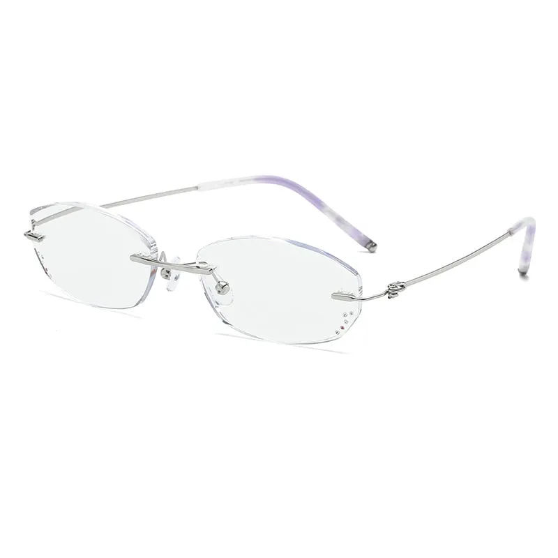 Zirosat Square 8587 Women's Rimless Titanium Reading Glasses